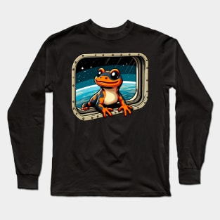 Salamander Coming Through a Space Station Window Long Sleeve T-Shirt